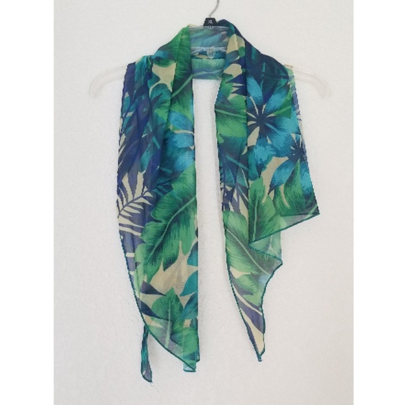 Unknown Brand Accessories - Island Vibes Leaf Pattern Scarf/Shawl